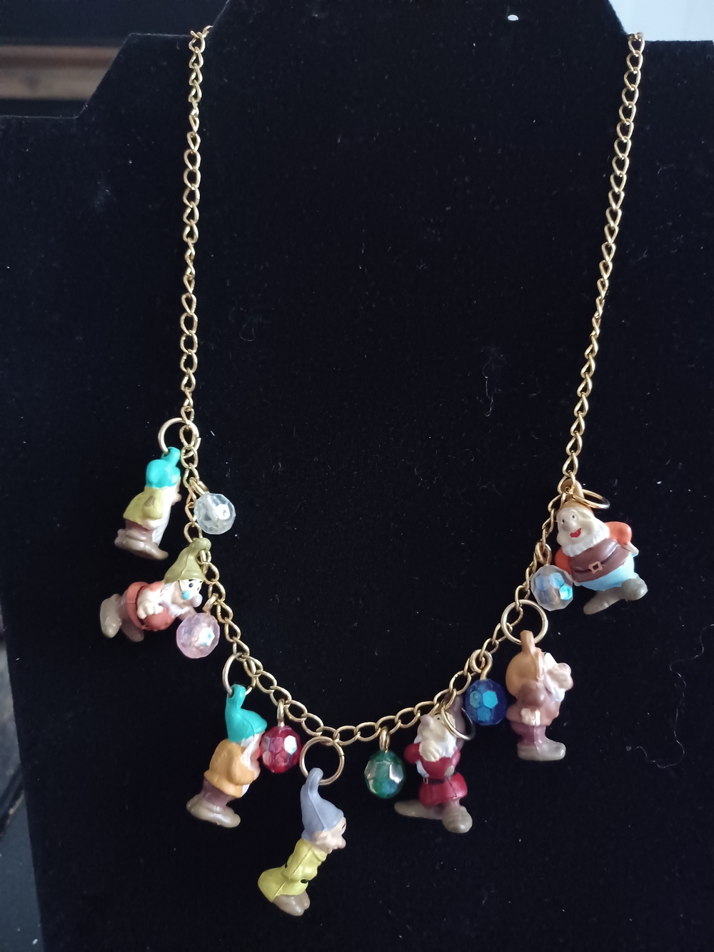 Vintage 1990's Gold-Tone Multi-Color Dwarf Charm Necklace